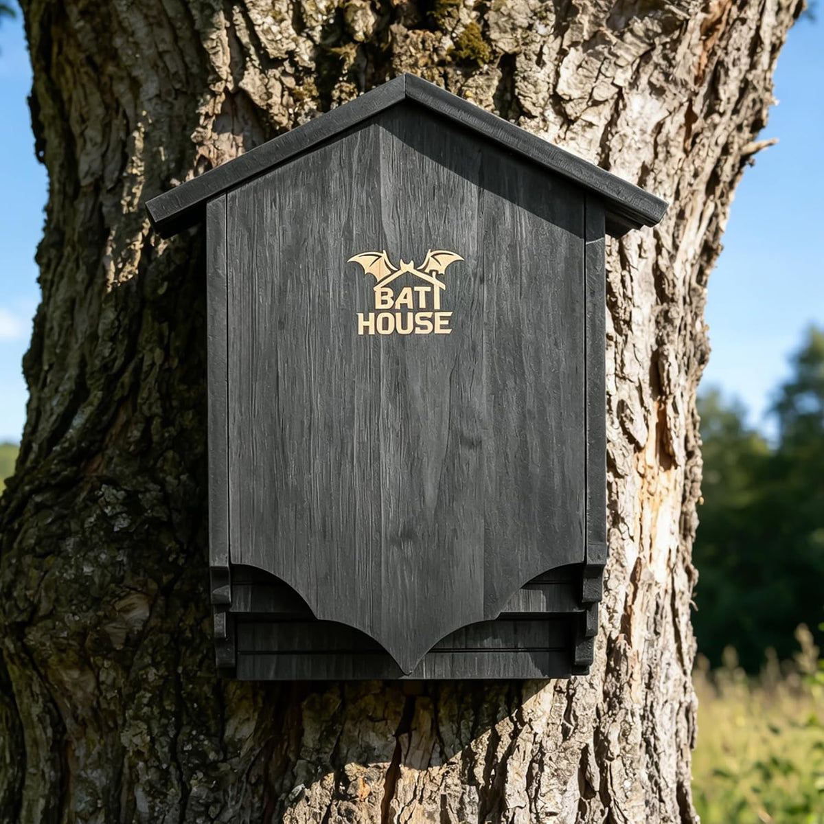Bat Houses for Outdoors for Tree, Large Double Chamber Bat Box for Outside, Wooden Bat House Kit for Bats to Land and