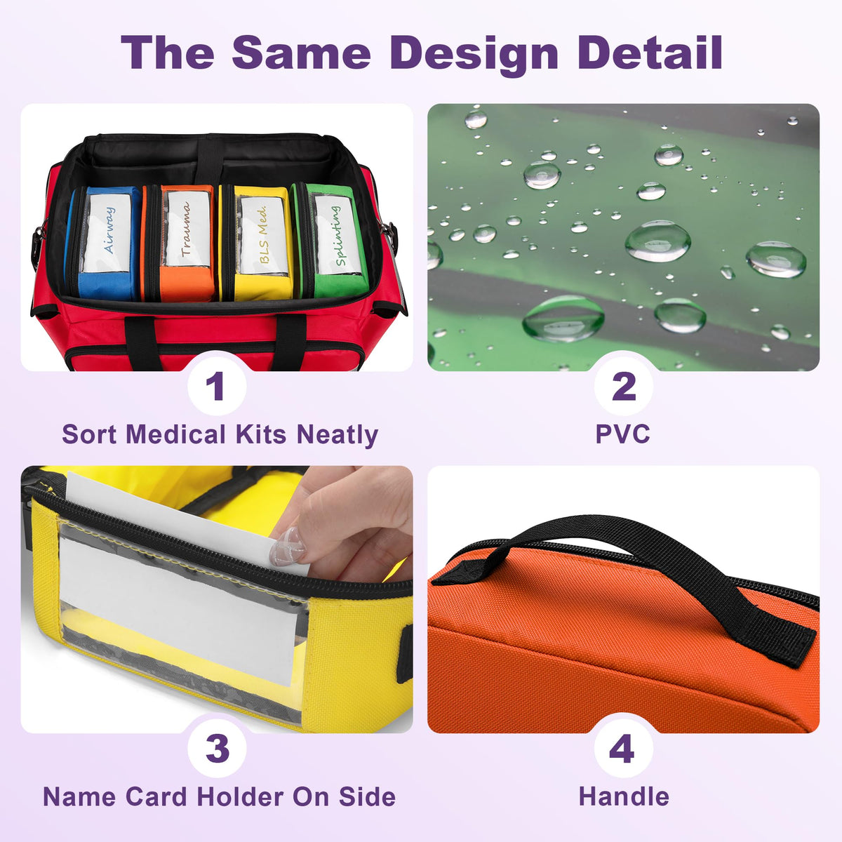 4 Pcs First Aid Pouch Set,Color-Coded Medical Bag for Emergency Kits