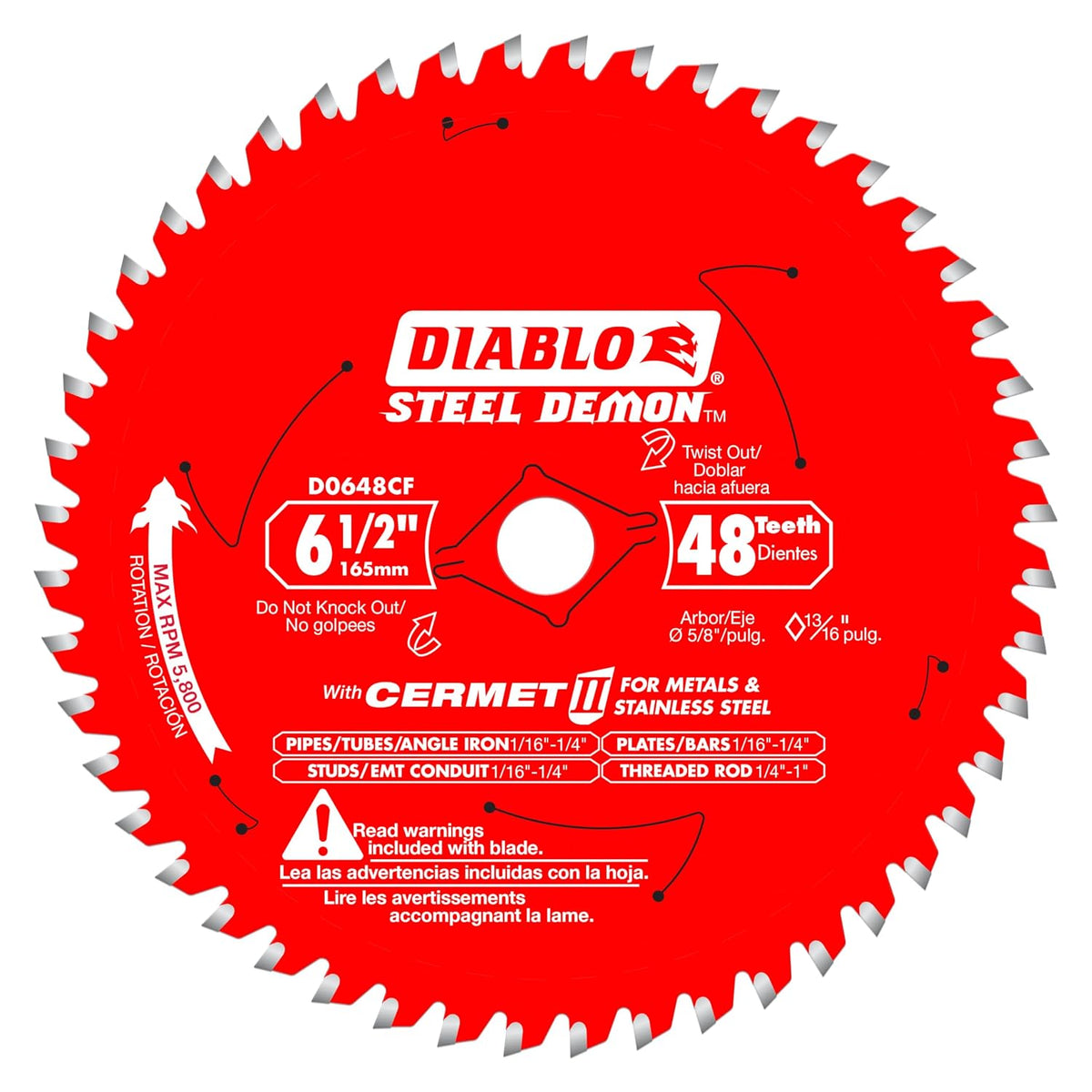 Diablo Steel Demon Cermet II Saw Blade for Medium Metal - 6-1/2" x 48-Teeth
