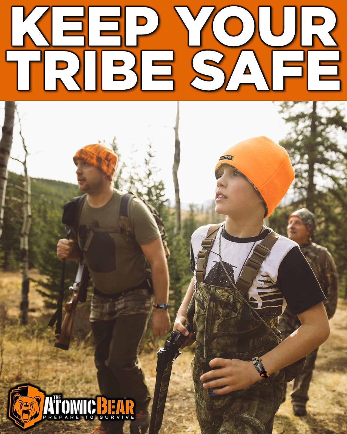 Atomic Bear Paracord Bracelet (2 Pack) - Adjustable - Fire Starter - Loud Whistle - Perfect for Hiking, Camping
