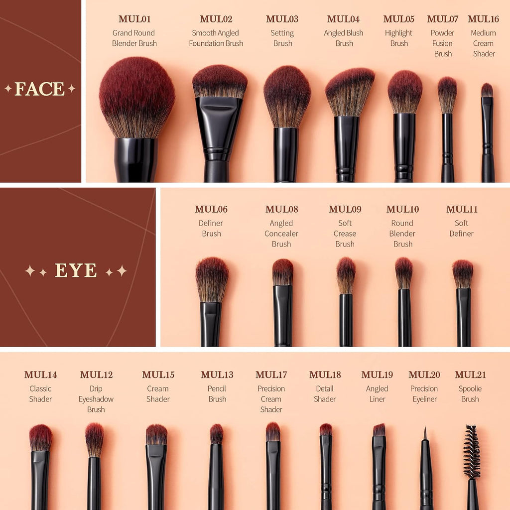 Makeup Brushes Set Professional, Vegan Face & Eye Brushes 21pcs T271