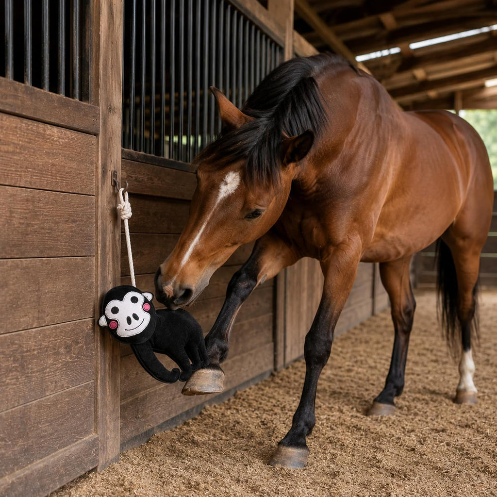 StallBuddy Horse Stall Toy, Enrichment Toy for Boredom Relief, Genuine Suede Leather Hanging Horse Toy T1