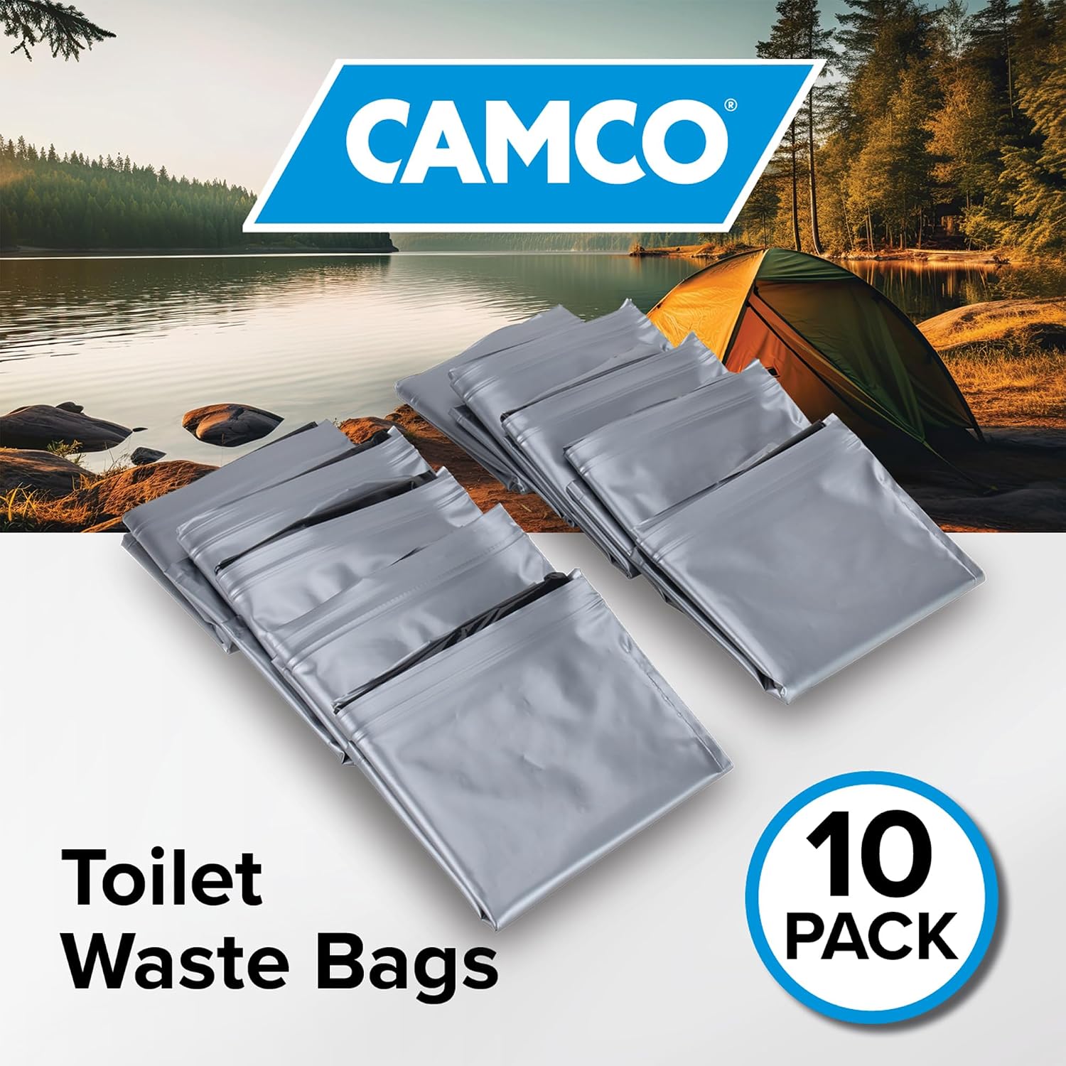 Toilet Waste Bags - Features a Biodegradable Powder & Leak Proof Double Bag Design - Great for Camping, RVing