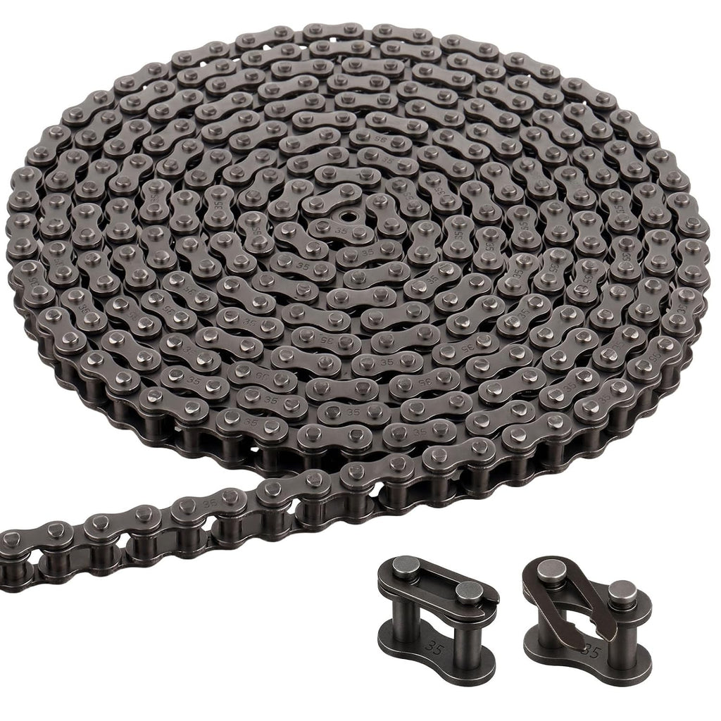 #35 Roller Chain x 10 FT + 2 Connecting Links-320 Links 3/8" Pitch