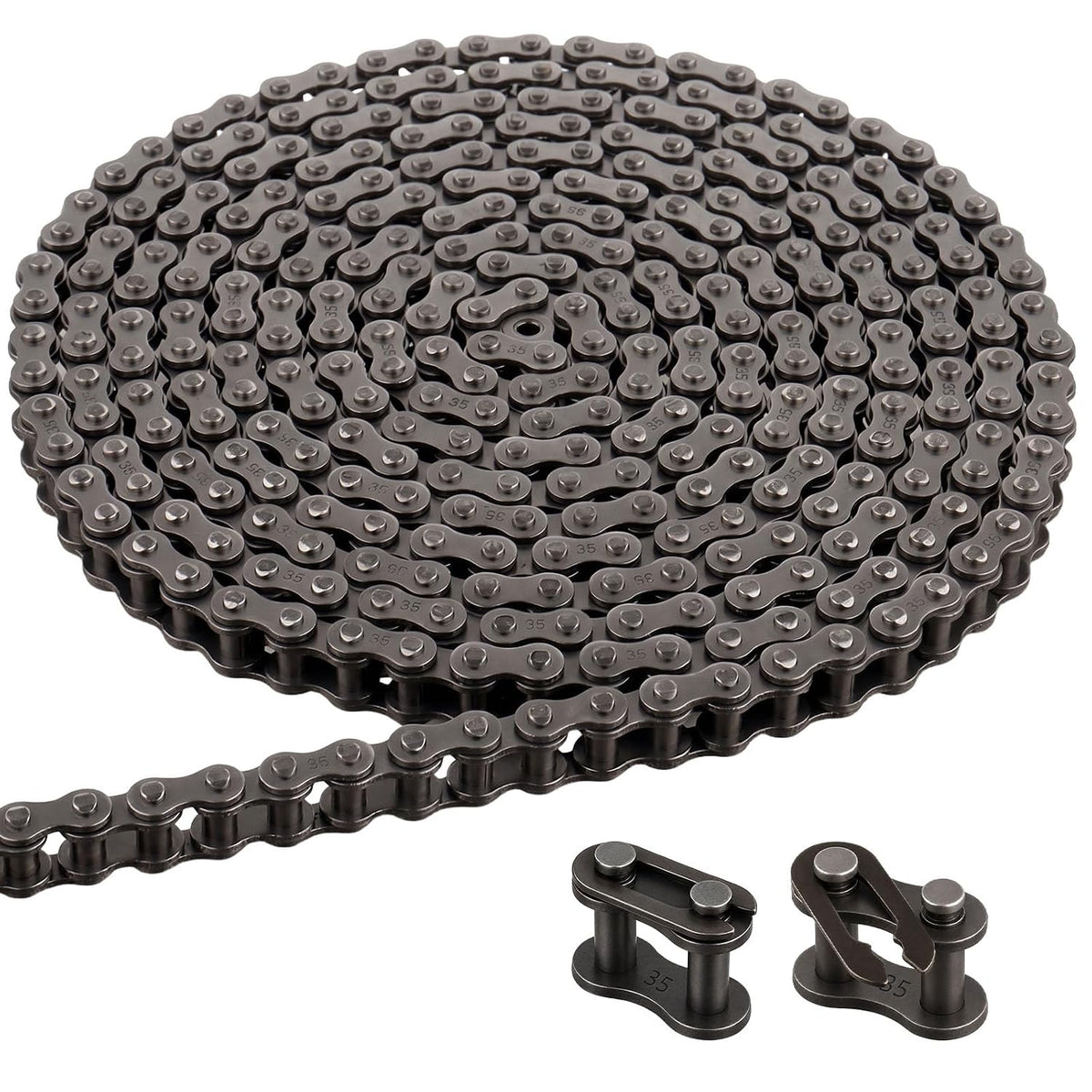 #35 Roller Chain x 10 FT + 2 Connecting Links-320 Links 3/8" Pitch