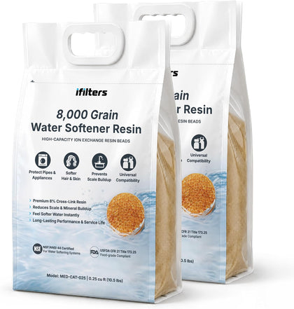 Water Softener Resin Media Replacement - 1/2 Cubic Foot (CuFt) | 100% Ion Exchange High Quality Premium Cation |