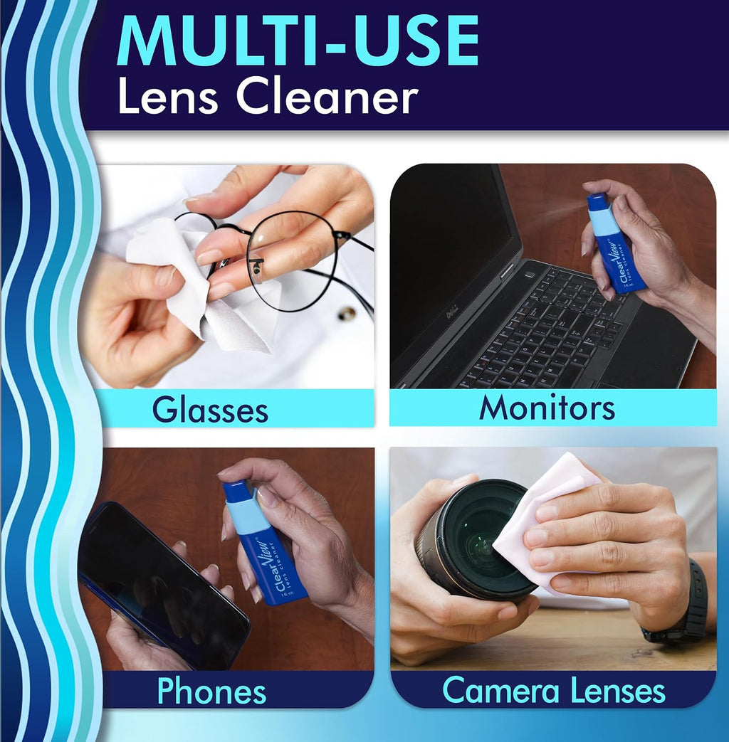 Portable Lens Cleaner Kit, Eyeglass Lens Cleaner Spray Kit with Cloth | Refillable spray plus soft microfiber cloth