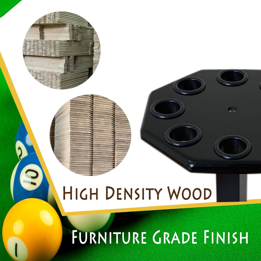 Freestanding Billiard Cue Rack, Pool Table Accessories Hold 8 Cues, Pool Cue Stick Holder, Wooden Floor Stand Pool
