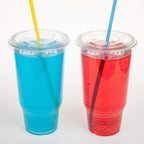 Cup series, 32oz Clear Plastic cups with Flid lids with X hole 25sets