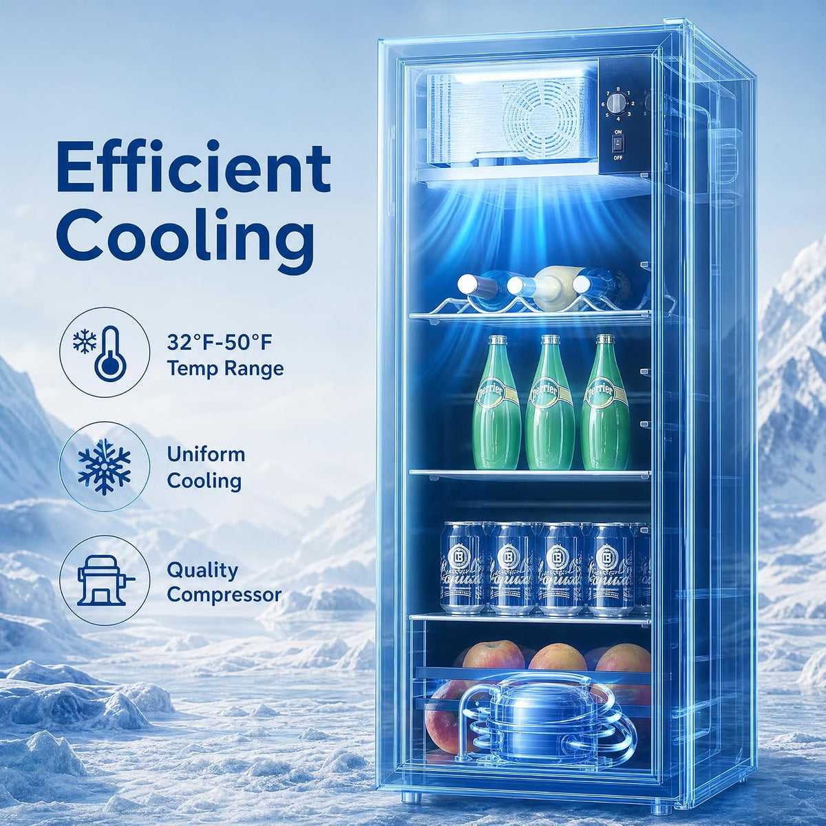 170 Can Beverage Refrigerator, Wine Cooler with 7 Adjustable Thermostat
