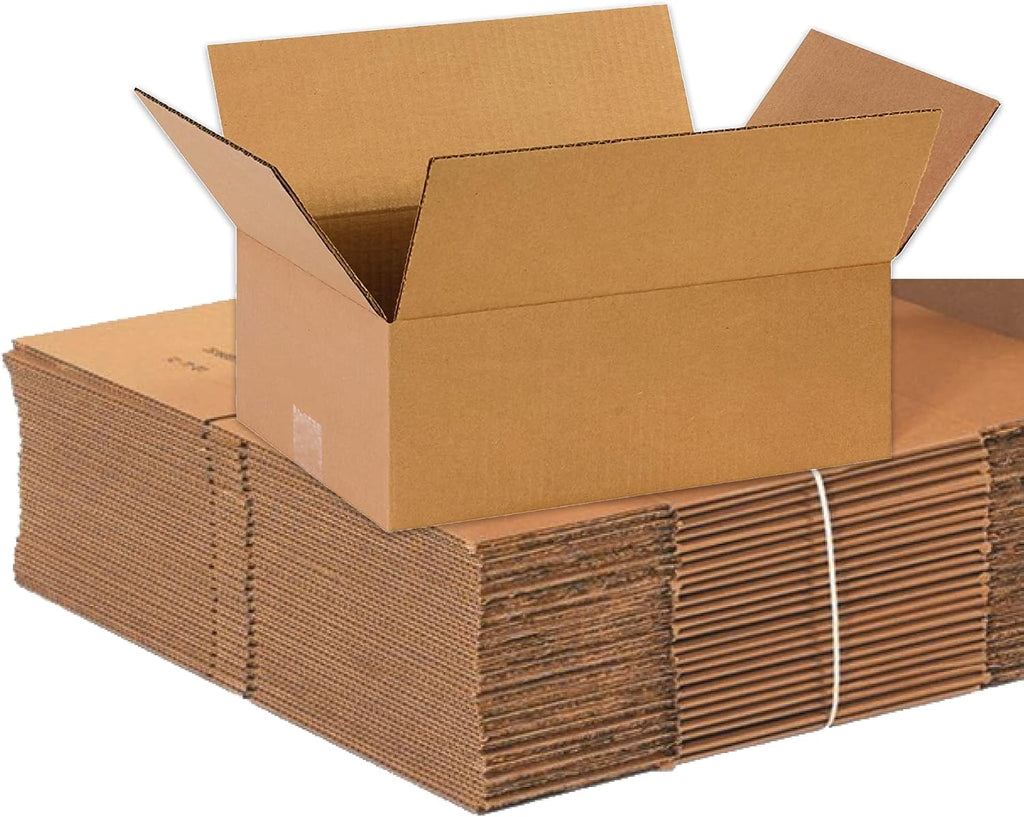 Shipping Boxes 14L x 10W x 5H 25-Pack Flat Corrugated Cardboard Box for Packing, Moving and Storage