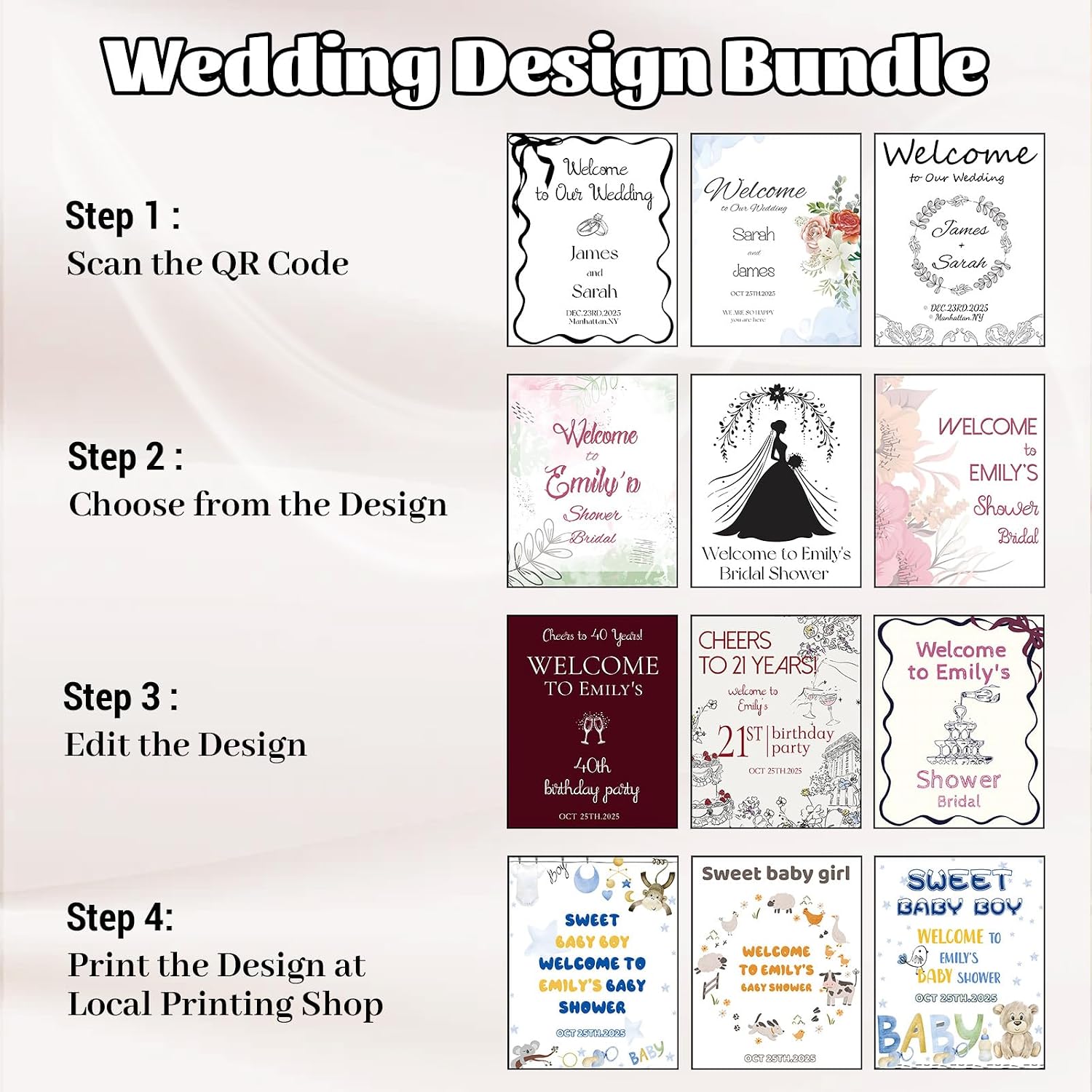 Adjustable Wedding Welcome Sign Stand with 2 Pair Hanging Straps, Welcome to Our Wedding Sign Holder Stand for