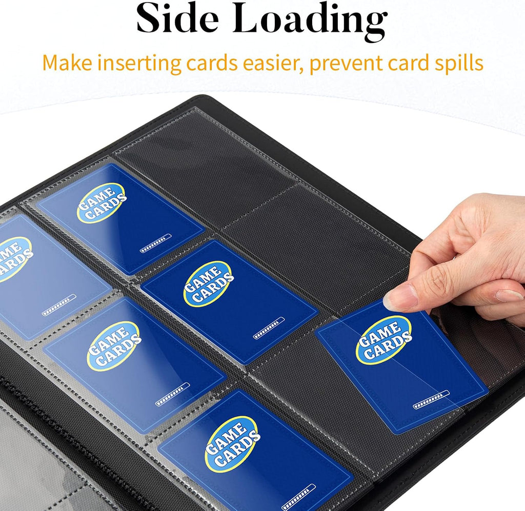 Heavy Duty Card Binder, Fabmaker 9 Pocket Trading Card Binder for 360 Cards | Sleek Side-Loading Card Album, Sturdy