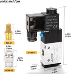1/4" NPT Solenoid Valve 3V210-08, 3-Way N.C., DC 24V, DIN
