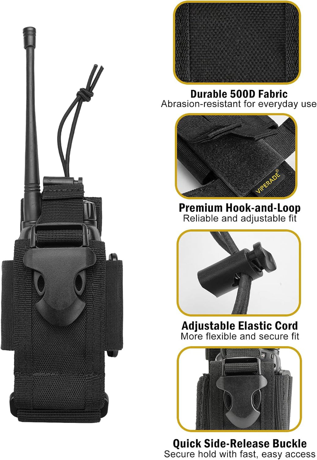 Radio Holster MOLLE Radio Pouch Universal Walkie Talkie Pouch | Horizontal & vertical carry for belt vest backpack