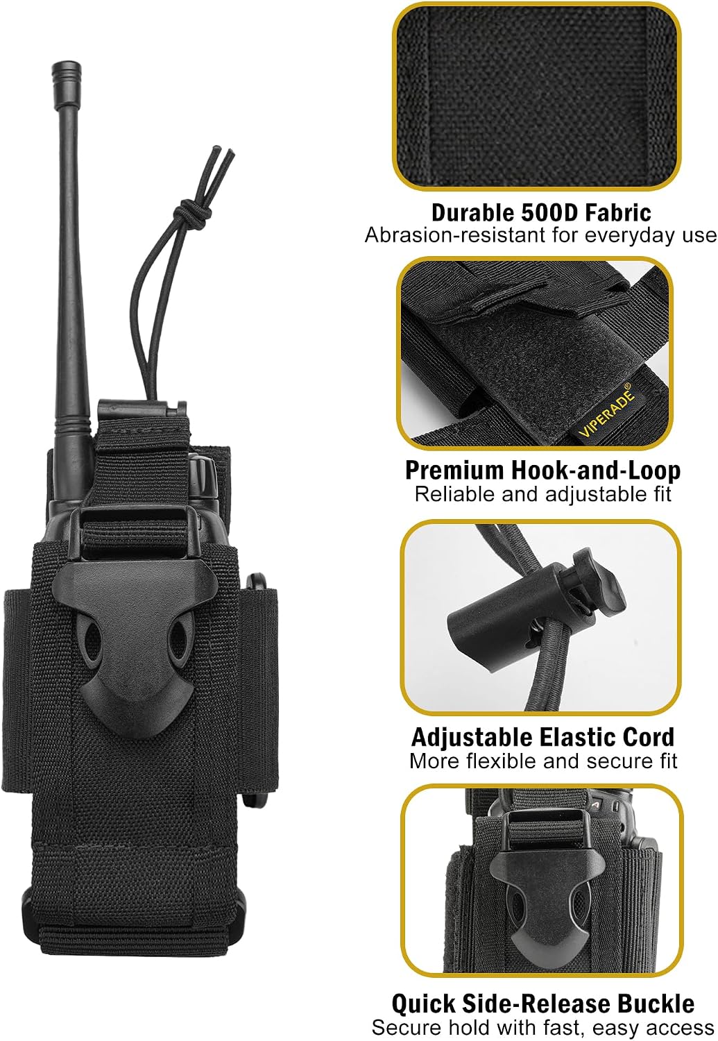 Radio Holster MOLLE Radio Pouch Universal Walkie Talkie Pouch | Horizontal & vertical carry for belt vest backpack