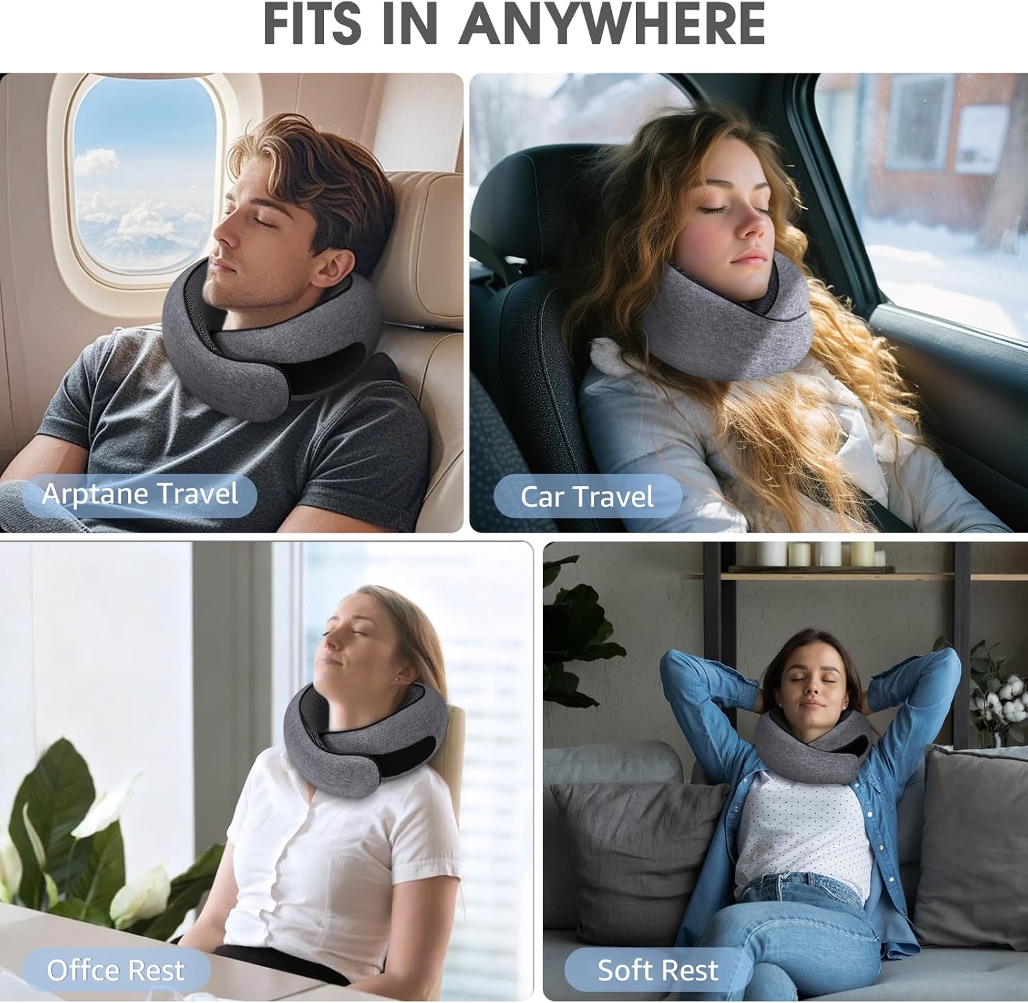 Neck Travel Pillows for Airplanes Memory Foam Neck Comfort Pillow Compact Ergonomic Design Sleeping Essentials for