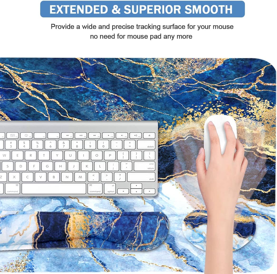 Ergonomic Large Mouse Pad and Keyboard Wrist Rest, Desk Pad for Keyboard and Mouse, 4-in-1 Large Gaming Mouse Pad