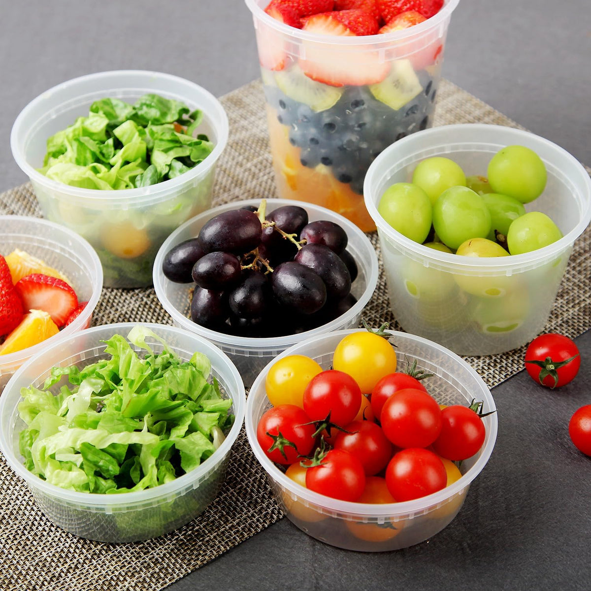 Deli Containers with Lids, 8/16/32oz, 48 Sets | 16 Each Size
