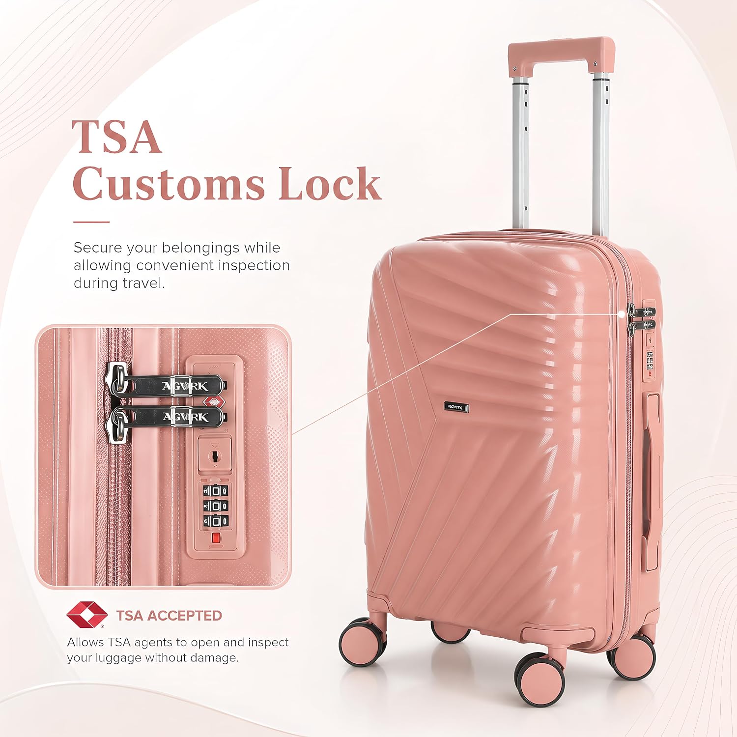 20 In Carry On Luggage with TSA Lock, 22x14x9 Airline Approved Hardside Suitcase, Lightweight PP Travel Luggage with