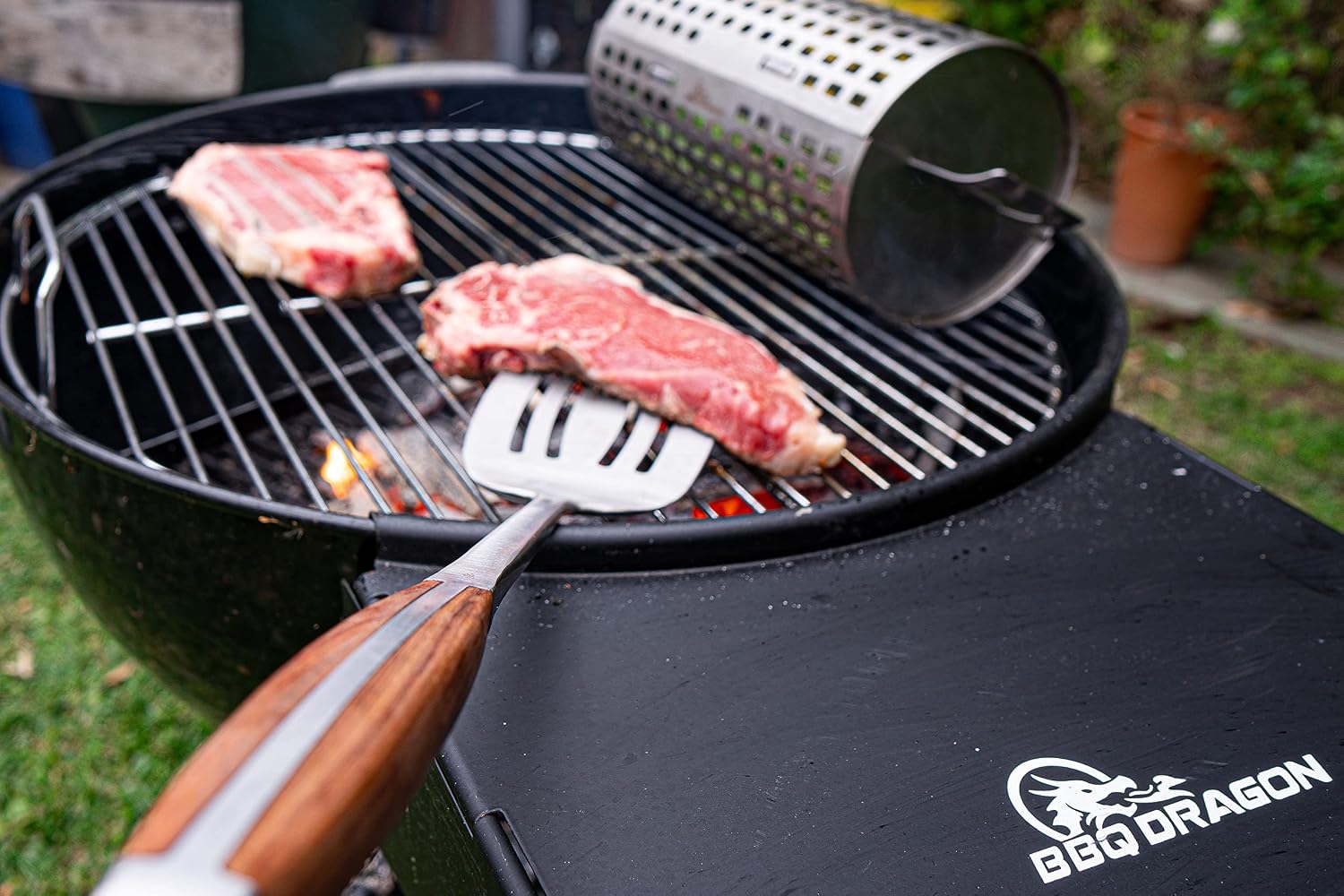 3 Piece Heavy Duty Grill Tool Set – Stainless Steel BBQ Utensils with Rosewood Handles, Spatula, Tongs & Fork –