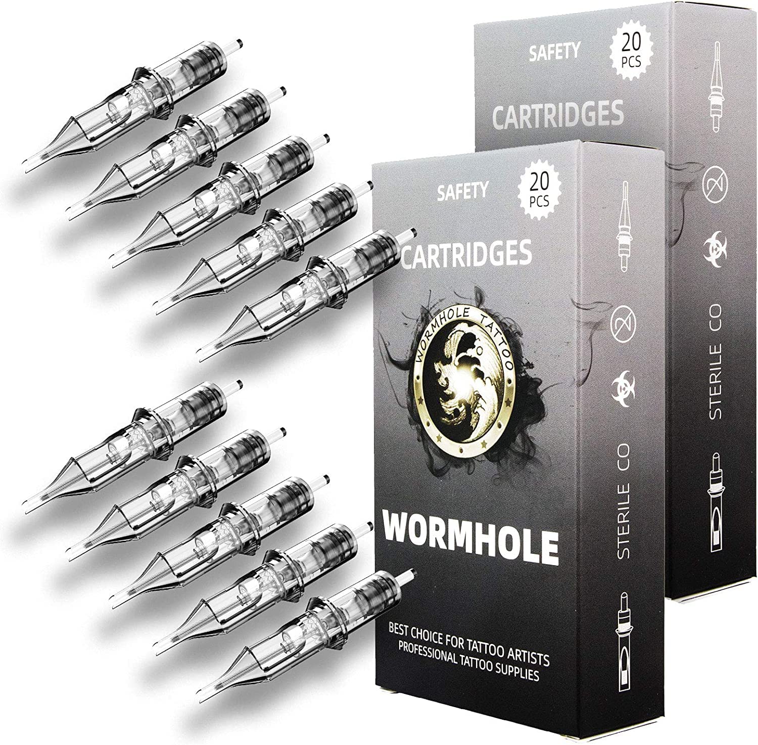 Cartridge Needles 50pcs Assorted Tattoo Needle Cartridges Round Liner Mixed 3RL 5RL 7RL 9RL 11RL (50pcs #12 Standard RL)