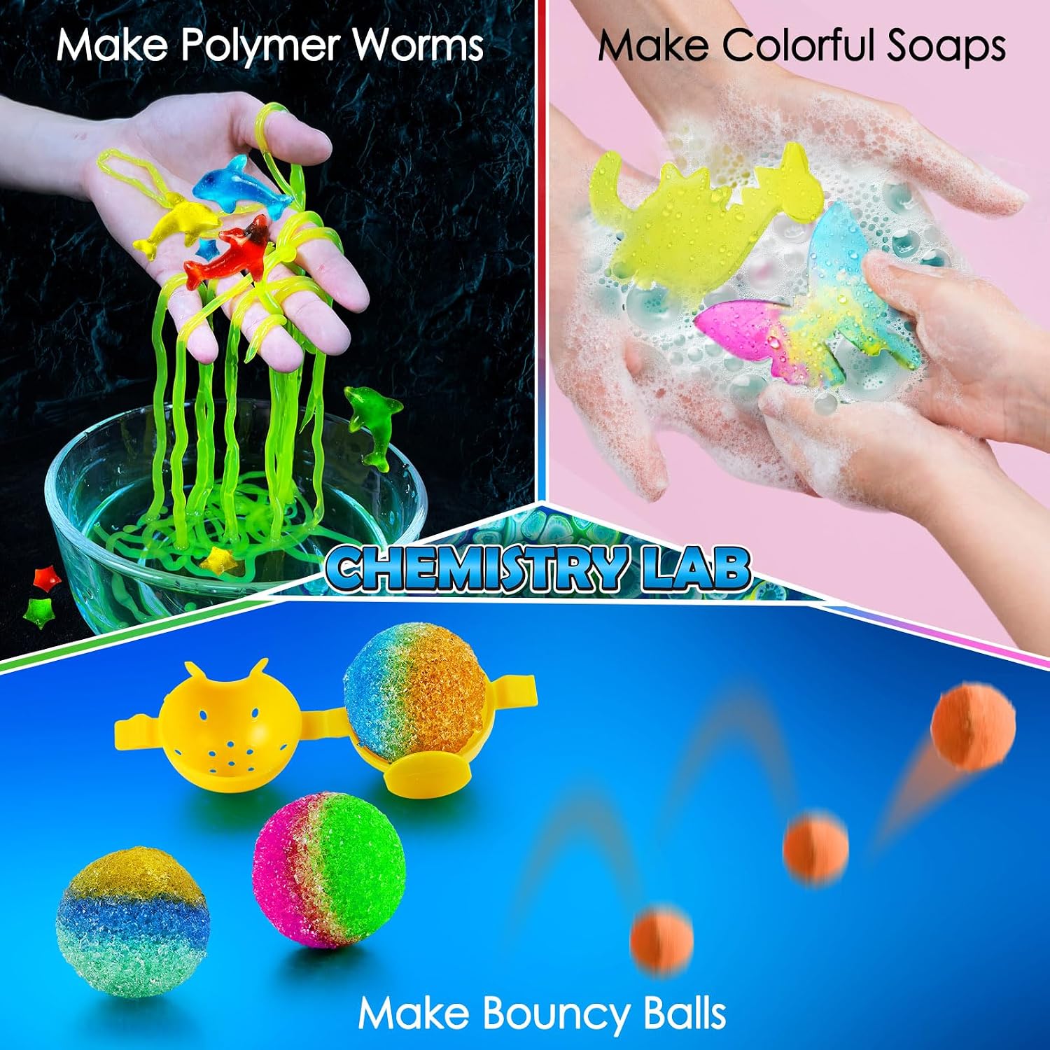 260+ Experiments Science Kits for Kids, S.T.E.M Science Projects | Dig Volcano Gemstones Crystal Making Soap bouncy