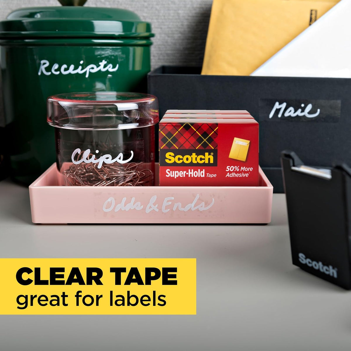 Tape Dispenser Value Pack w Super-Hold Tape, Black Dispenser