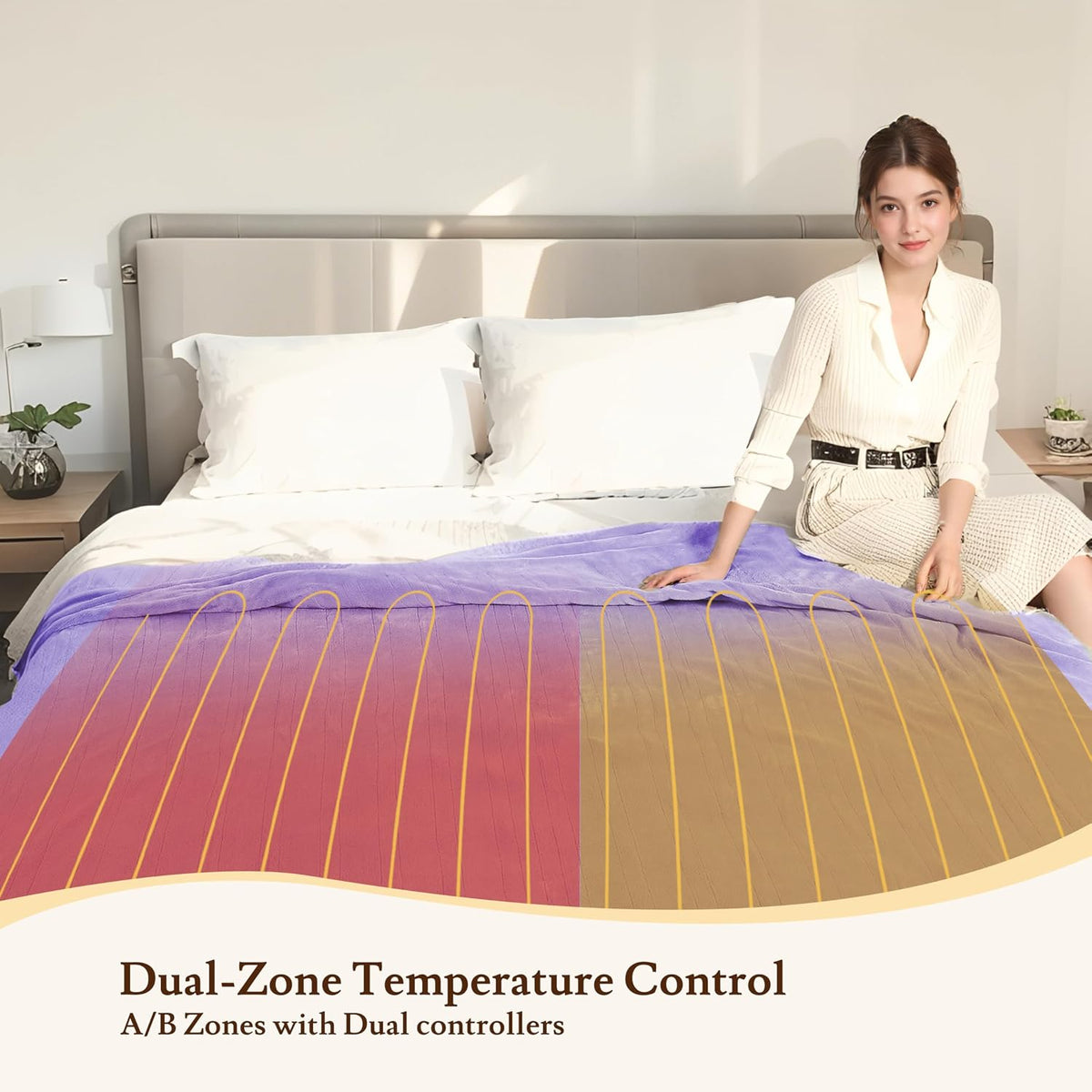 Electric Heated Blanket 84"×90" Queen Size, Smooth-Soft Cozy for Apartment, Bed, Hotel, 4 Heating Levels & 10H