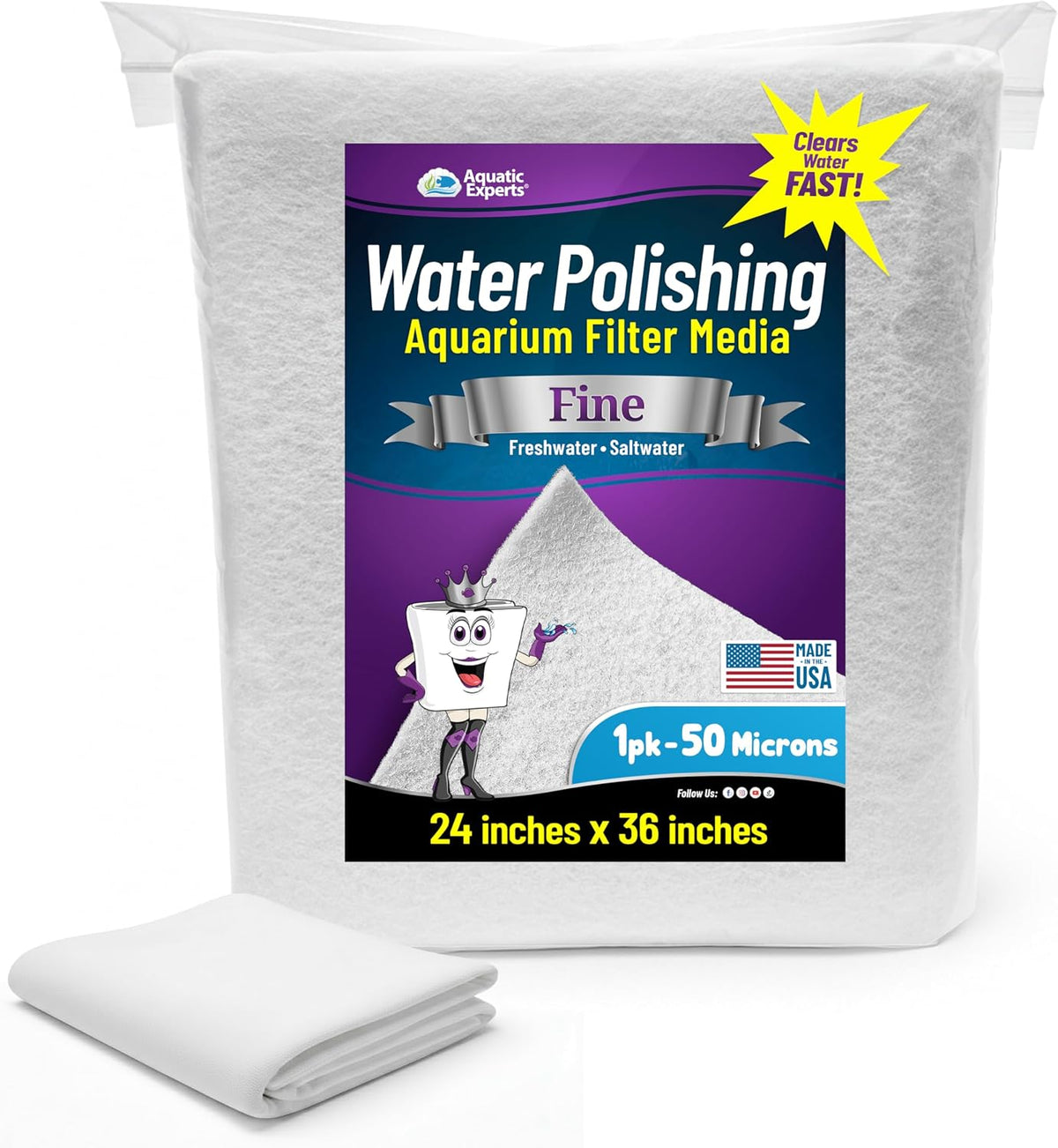 Aquarium Polishing Filter Pad, Water Polishing Pad for Aquarium Filters, Filter Floss for Fish Tank Filters, (50