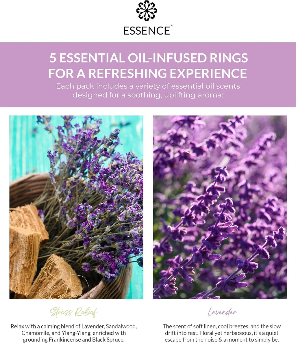 Essence Nasal Diffuser Calming Bundle – Aromatherapy Essential Oil Silicone Nose Rings for Stress & Sleep Support –