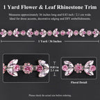 1 Yard Rhinestone Trim Chain, Gold AB Floral Applique for Dresses