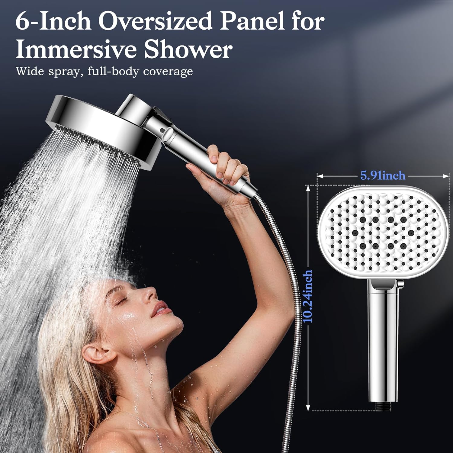 Filtered Shower Head with Handheld,High Pressure 4 Mode Shower with Filters | 6’’ Panel Shower Heads, Remove Chlorine