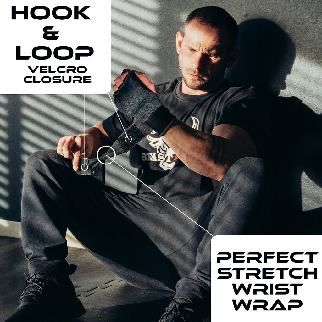 Inner Gloves with Hand Wraps Quick Wrap Long 36" Wrist Support MMA Muay Thai Bandages Punching Martial Arts Training