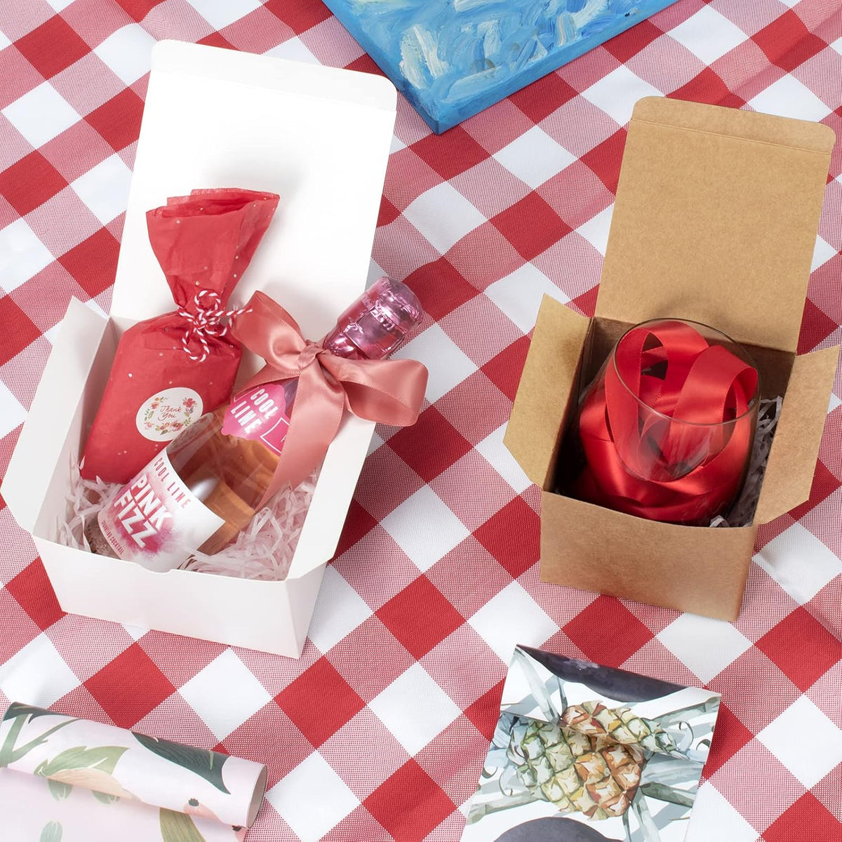 3x3x3 White Cube Gift Boxes - 50pcs Recycled Paper Boxes with Lids for Gifts, Crafting, Cupcake & Party Favors