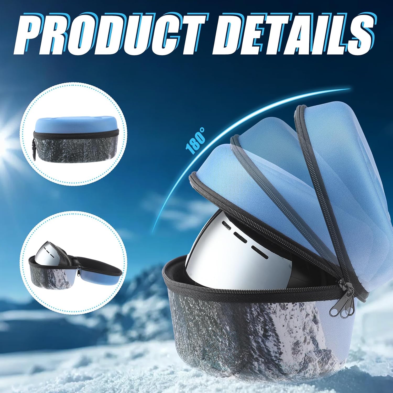2 Pcs Ski Snow Goggle Case Large Goggle Cases Hard Shell Swim Sunglasses Hard Boxes Large Protective Hardcover