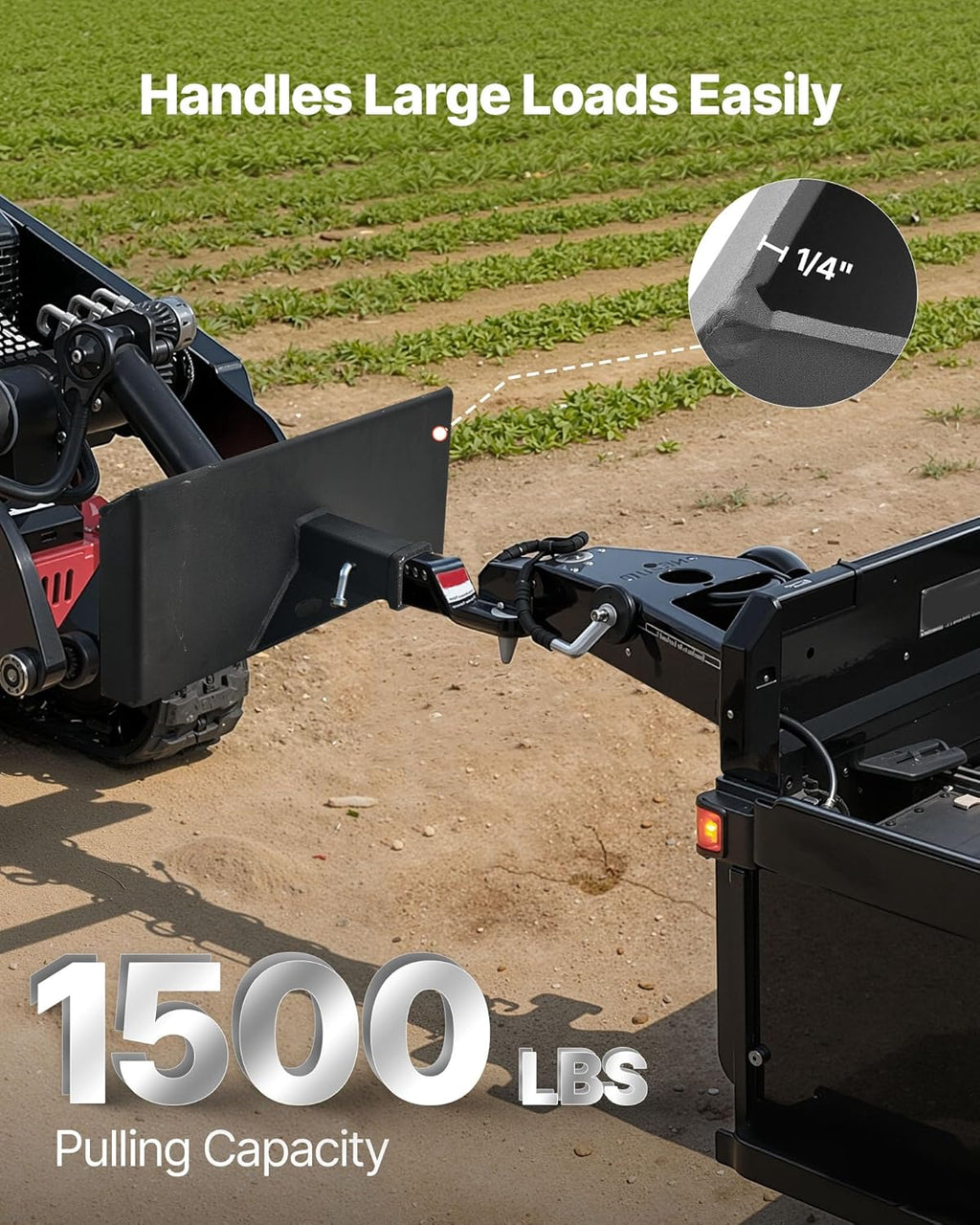 1/4 in Skid Steer Mount Plate with 2" Receiver Hitch, Universal Quick Attach Mount Plate, 1500lbs Capacity, Heavy