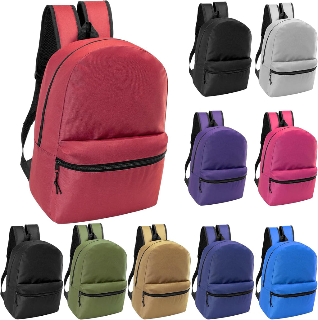 17" School Backpacks for Kids - Backpacks in Bulk for Elementary, Middle, and High School Students, 10 Pack