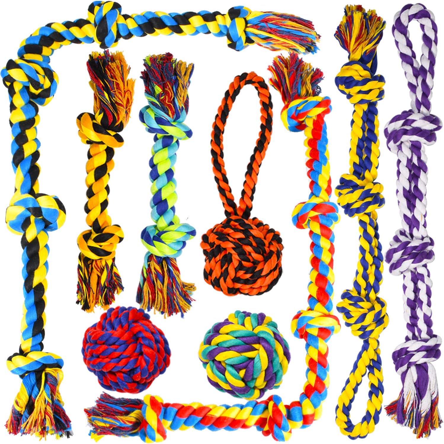 Large Tough Chew Toys for Aggressive Chewers Large Breed,Heavy Duty Dental Rope Toys Kit for Medium Dogs,5 Knots