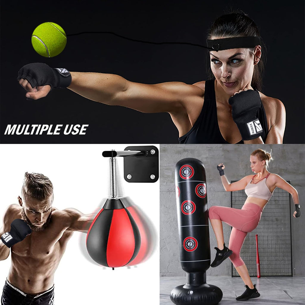 Slip on Boxing Hand Wraps Padded Thick Knuckle Inner Gloves 36 inches Elastic Wrist Strap Quick Wrap Under Mitts for