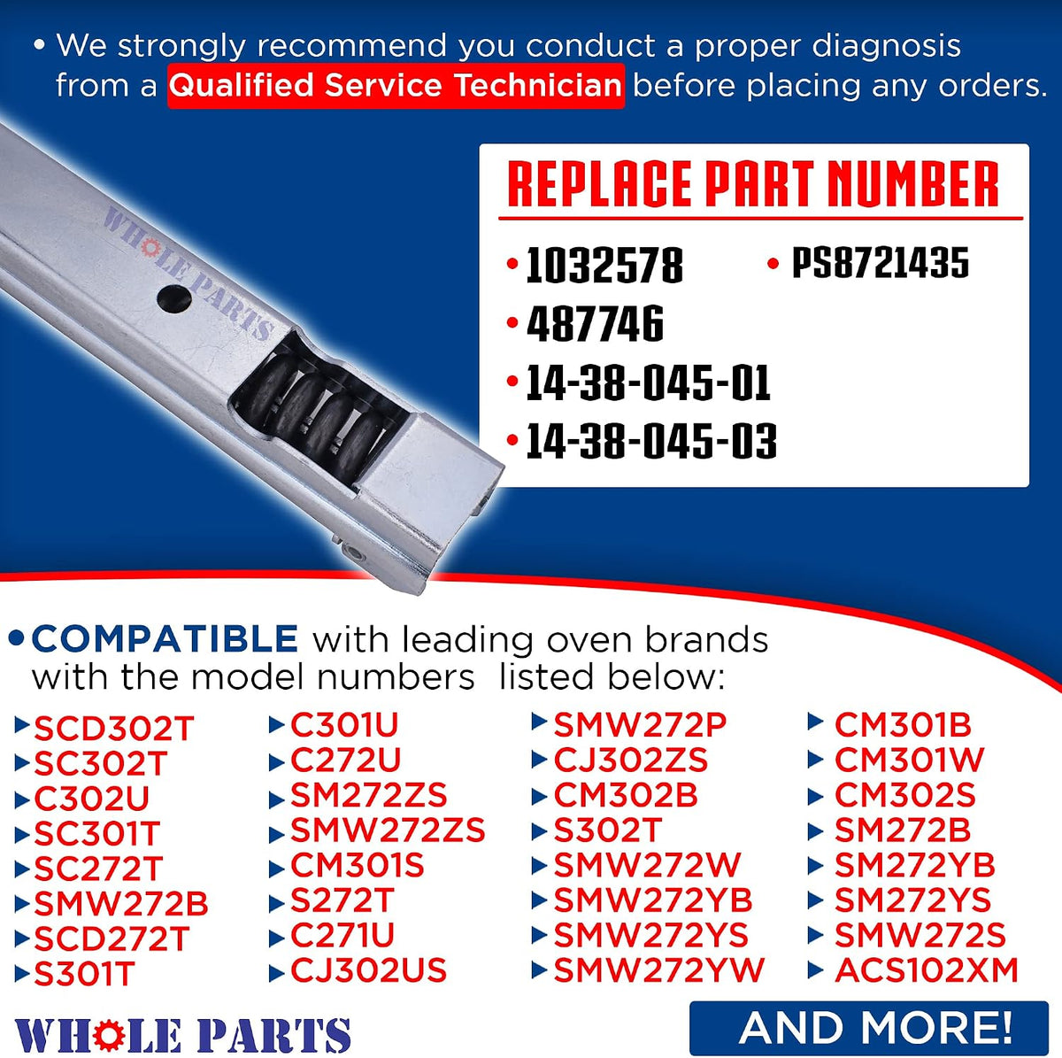 Whole Parts Upgraded 2-Piece Oven Door Hinge Kit Part# 00487746