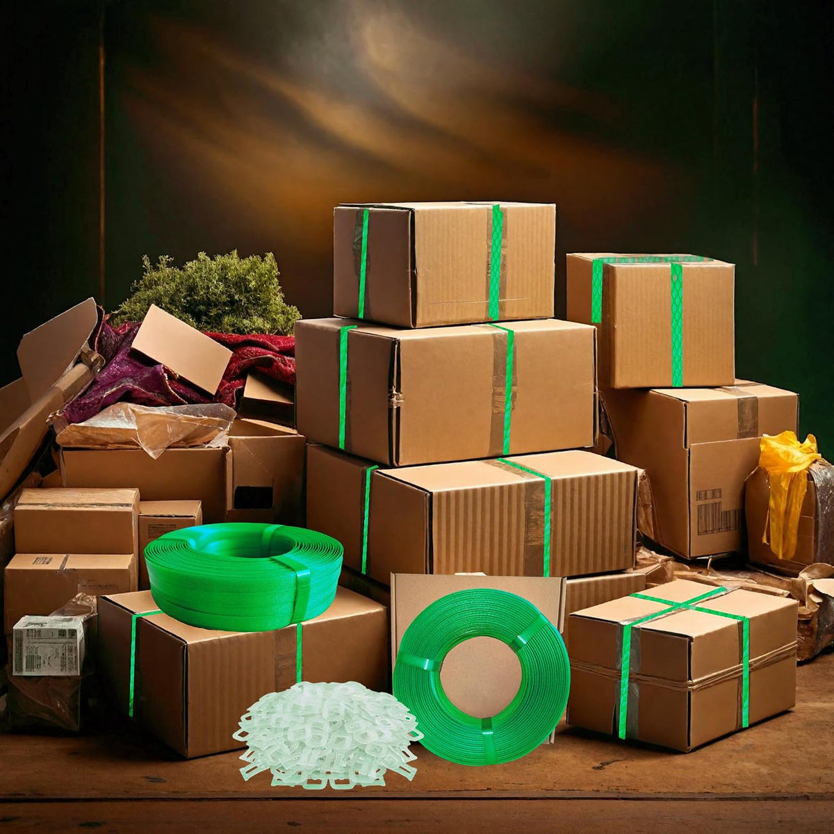 Plastic Packaging Banding Strapping Kit, Green