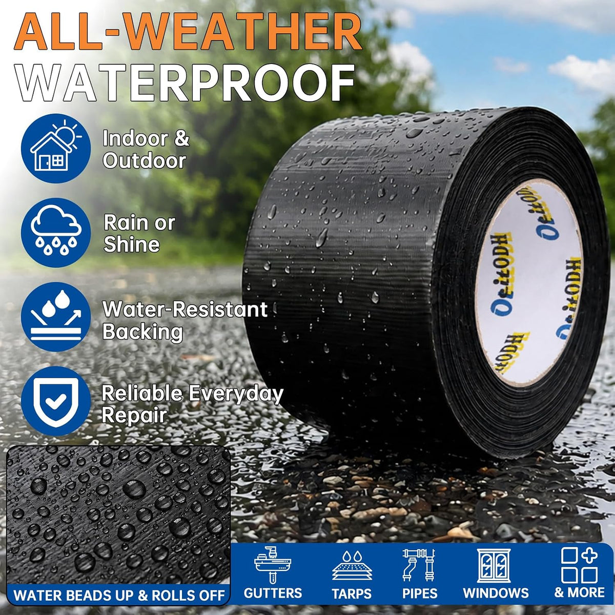 Black Duct Tape Bulk, 4 Inches x 55 Yards, 4 Pack
