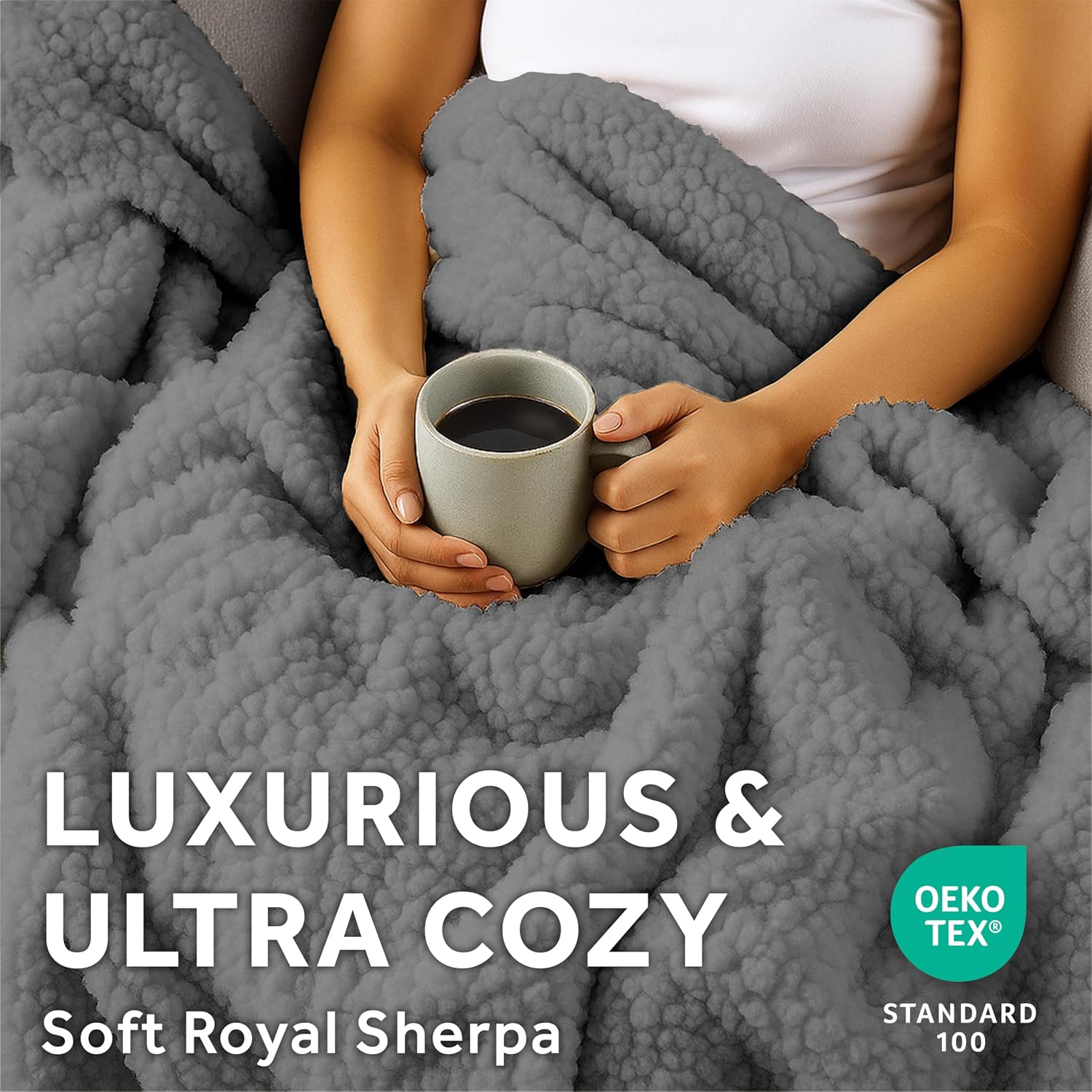 Royal Sherpa Foot Pocket Heated Throw Electric Blanket, 50" x 60", 4 Heat Settings, 4-Hour Auto Shut-Off, Warming
