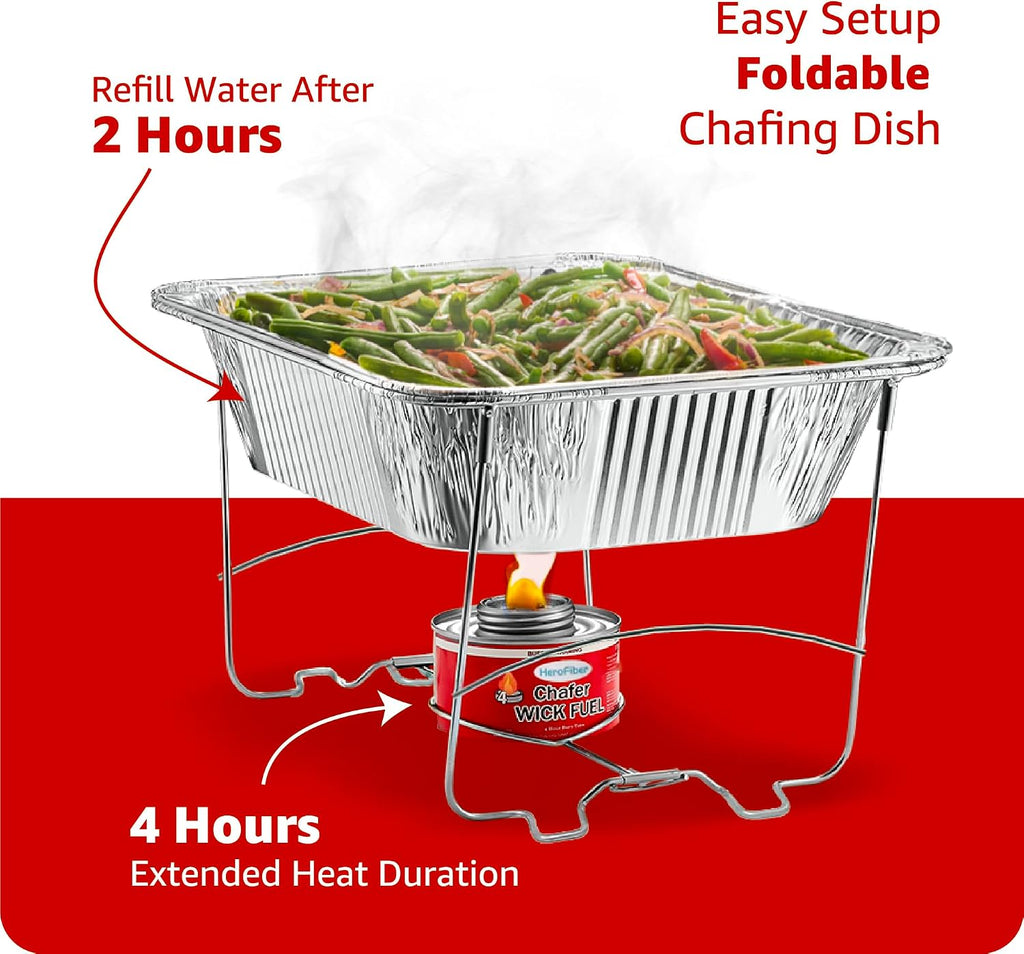 Disposable Chafing Dish Buffet Set, Food Warmers for Parties, Catering Supplies Buffet Display, Complete Premium Set