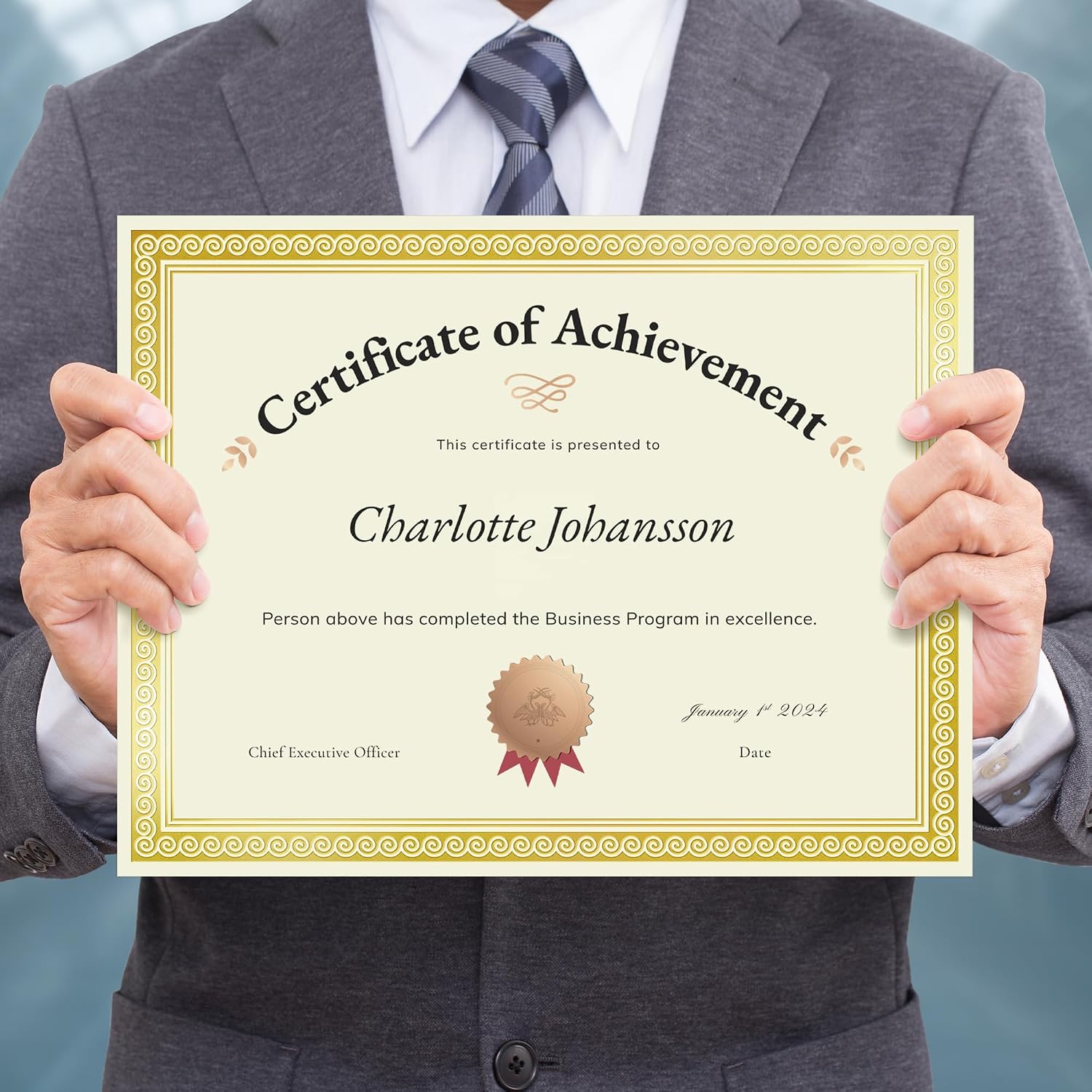 100 Sheets Certificate Papers - Blank Gold Foil Border, 8.5x11 for Diploma, Certificates, Participation Awards