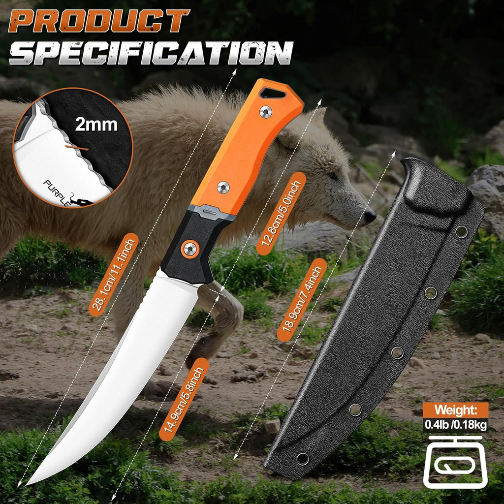 Outdoor Knife for Boning - Trailing Point Boning Knife Orange