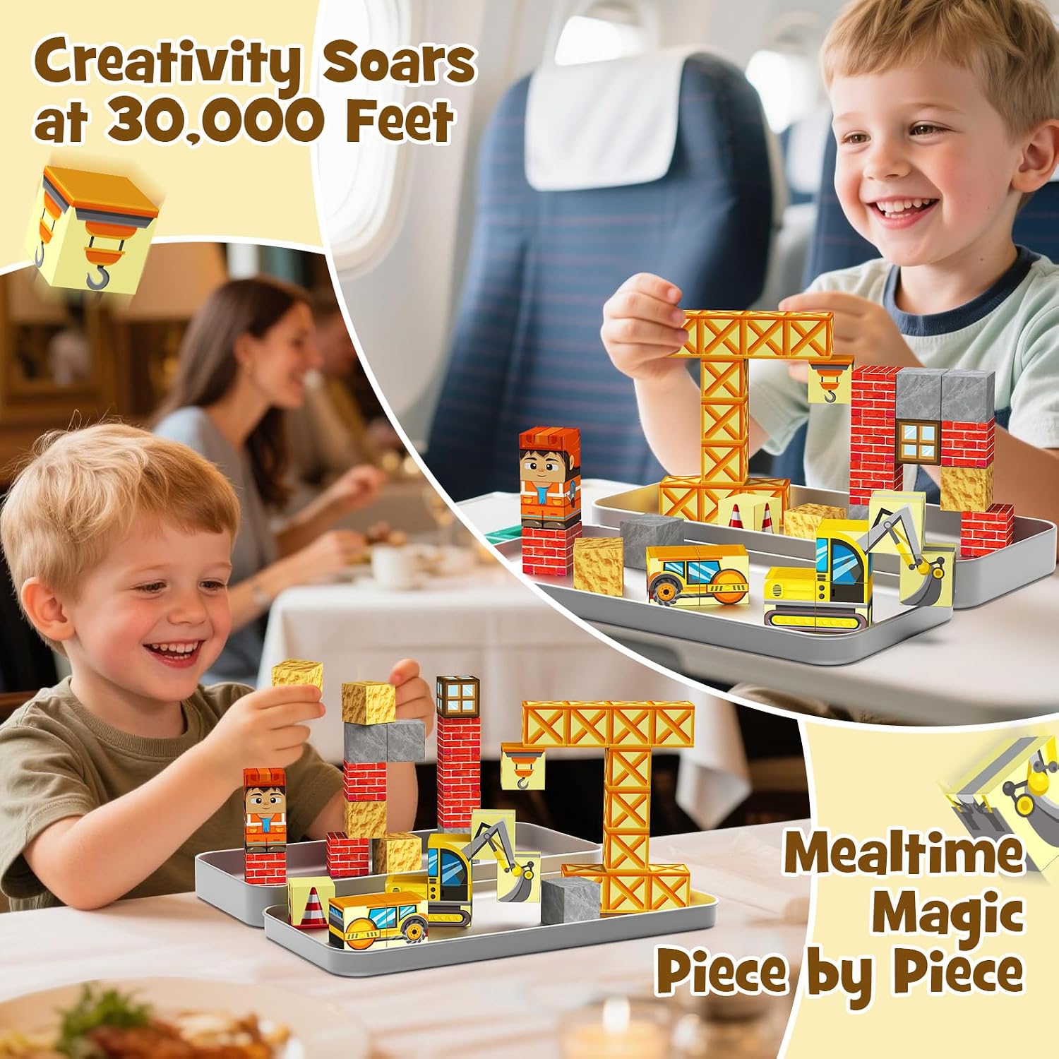 Magnetic Building Blocks for Kids, STEM Engineering Travel Toys with Portable Iron Box, Educational Construction Set