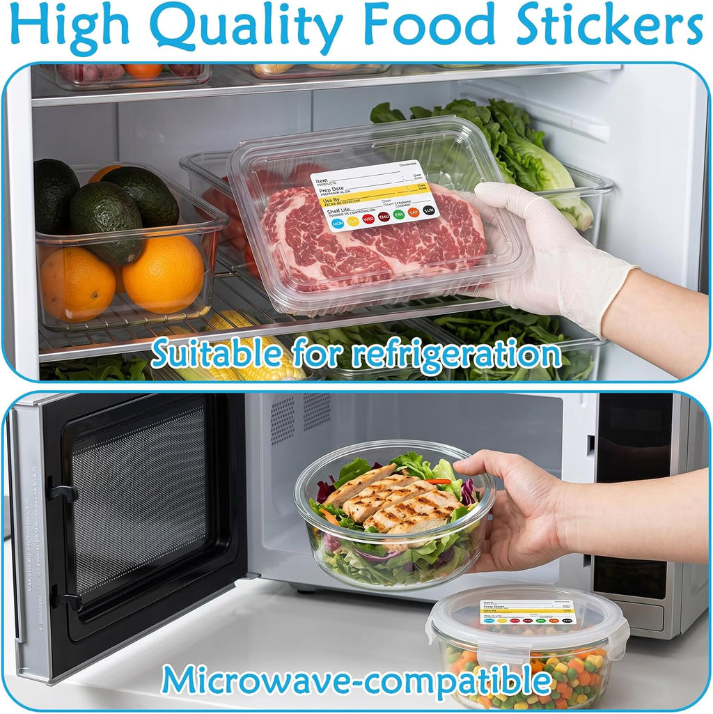1500 Food Labels 3x2 inch, 6 Rolls, White Shelf Life Stickers for Kitchen