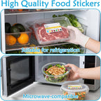 1500 Food Labels 3x2 inch, 6 Rolls, White Shelf Life Stickers for Kitchen